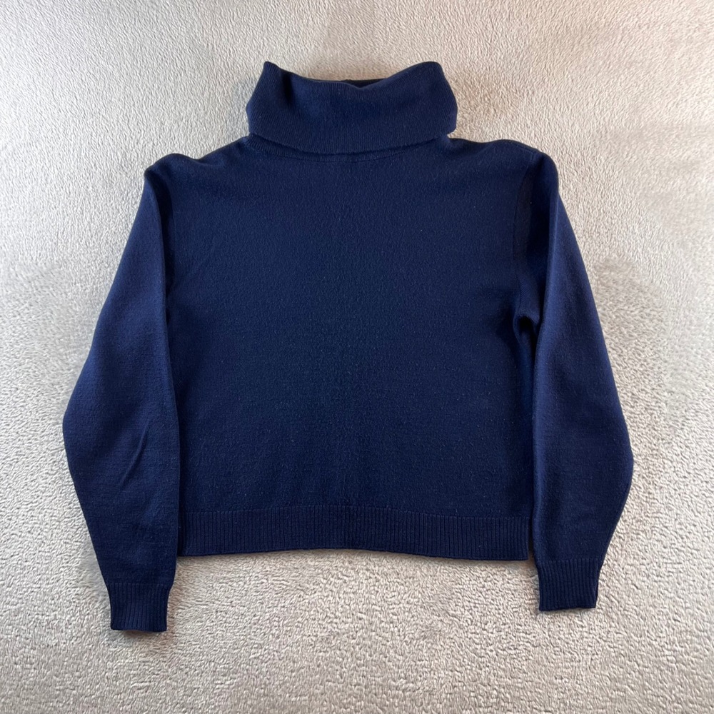 Pendleton Vintage Navy Blue 100% Virgin Wool Turtleneck Sweater Womens XL USA